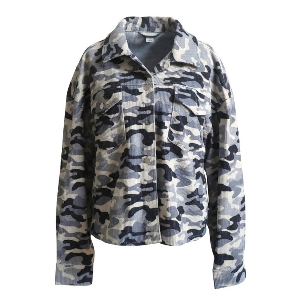 Savanna Jane Womens Camo Corduroy Shacket Jacket Size Medium - Picture 2 of 5